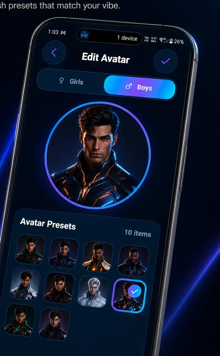 Niqvo custom avatars screen