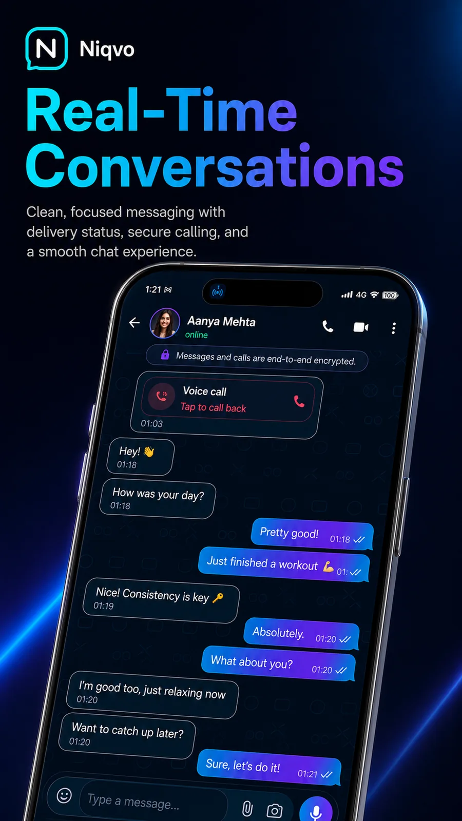 Niqvo real-time conversations screen